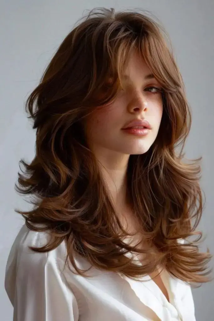 16 Coupes de Cheveux Mi-Longs Dégradés avec Frange à Adopter en 2025