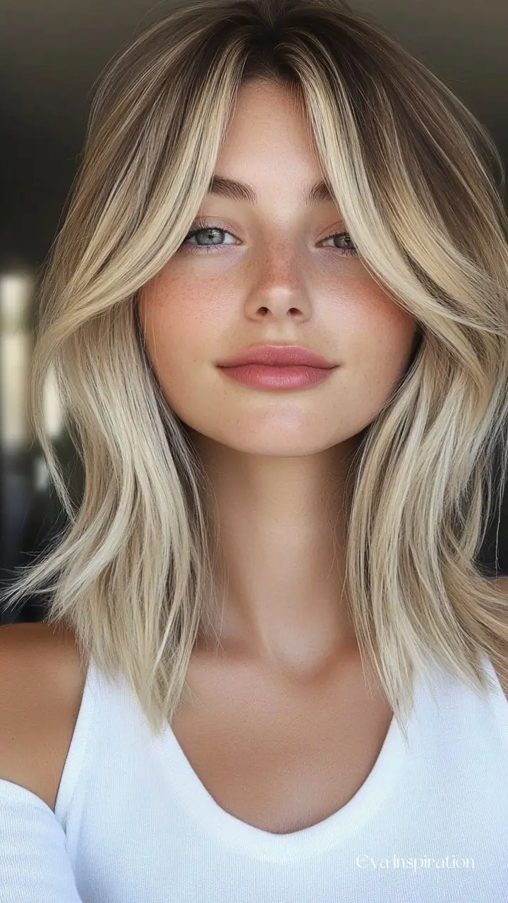 16 Coupes de Cheveux Mi-Longs Dégradés avec Frange à Adopter en 2025
