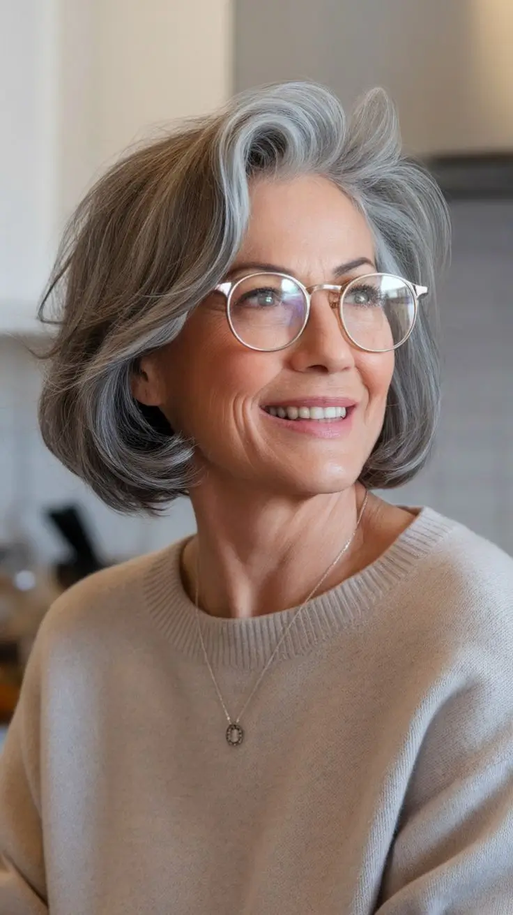 15 Idées de Coupes de Cheveux pour Femme de 50 Ans avec Lunettes en 2025