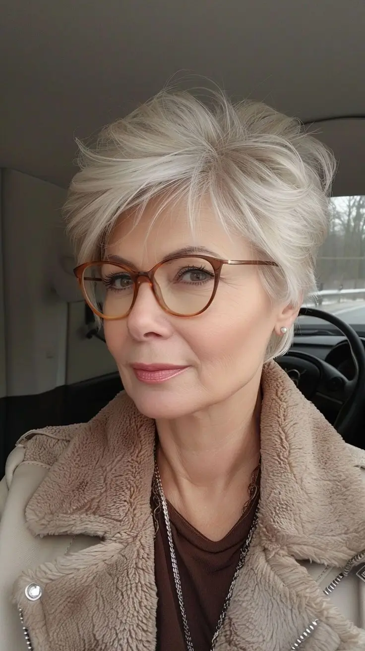 15 Idées de Coupes de Cheveux pour Femme de 50 Ans avec Lunettes en 2025