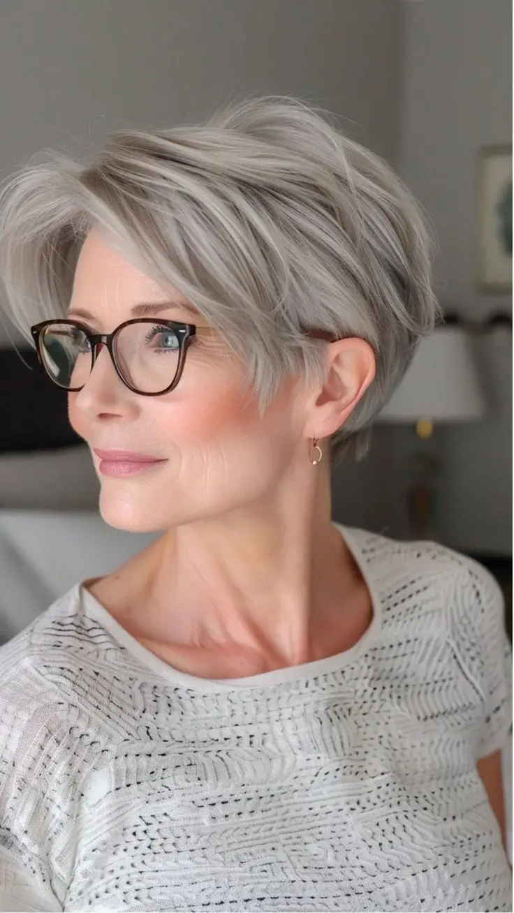 15 Idées de Coupes de Cheveux pour Femme de 50 Ans avec Lunettes en 2025