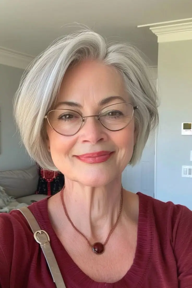 15 Idées de Coupes de Cheveux pour Femme de 50 Ans avec Lunettes en 2025