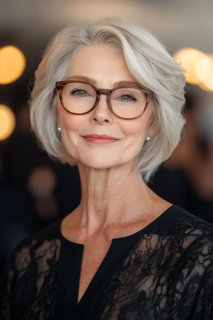 15 Idées de Coupes de Cheveux pour Femme de 50 Ans avec Lunettes en 2025